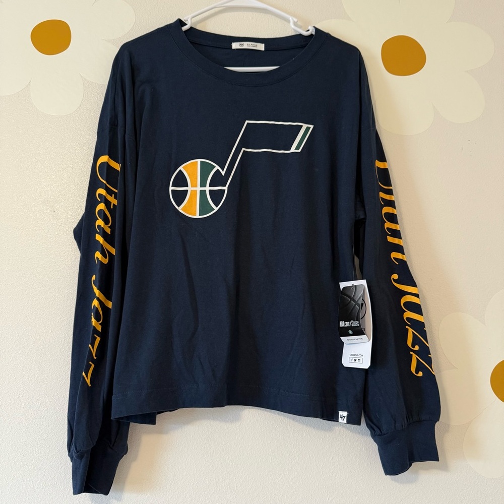 NWT 47 Brand Women’s NBA Utah Jazz Long Sleeve Tee - Navy and Gold